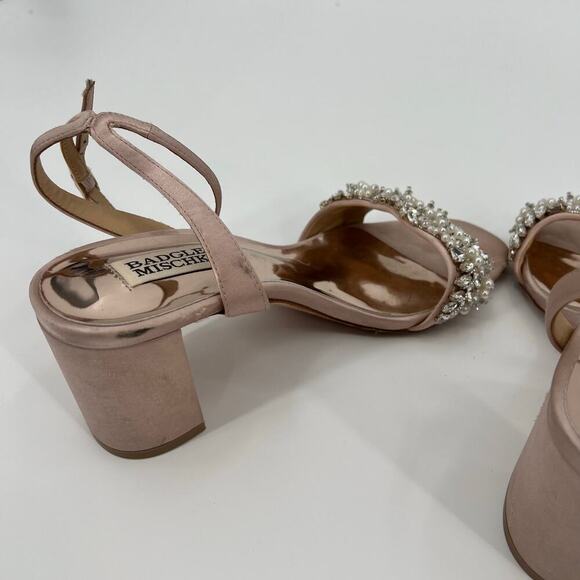 Badgley Mischka Blush Clara Block Heels Size 7 - Picture 4 of 13